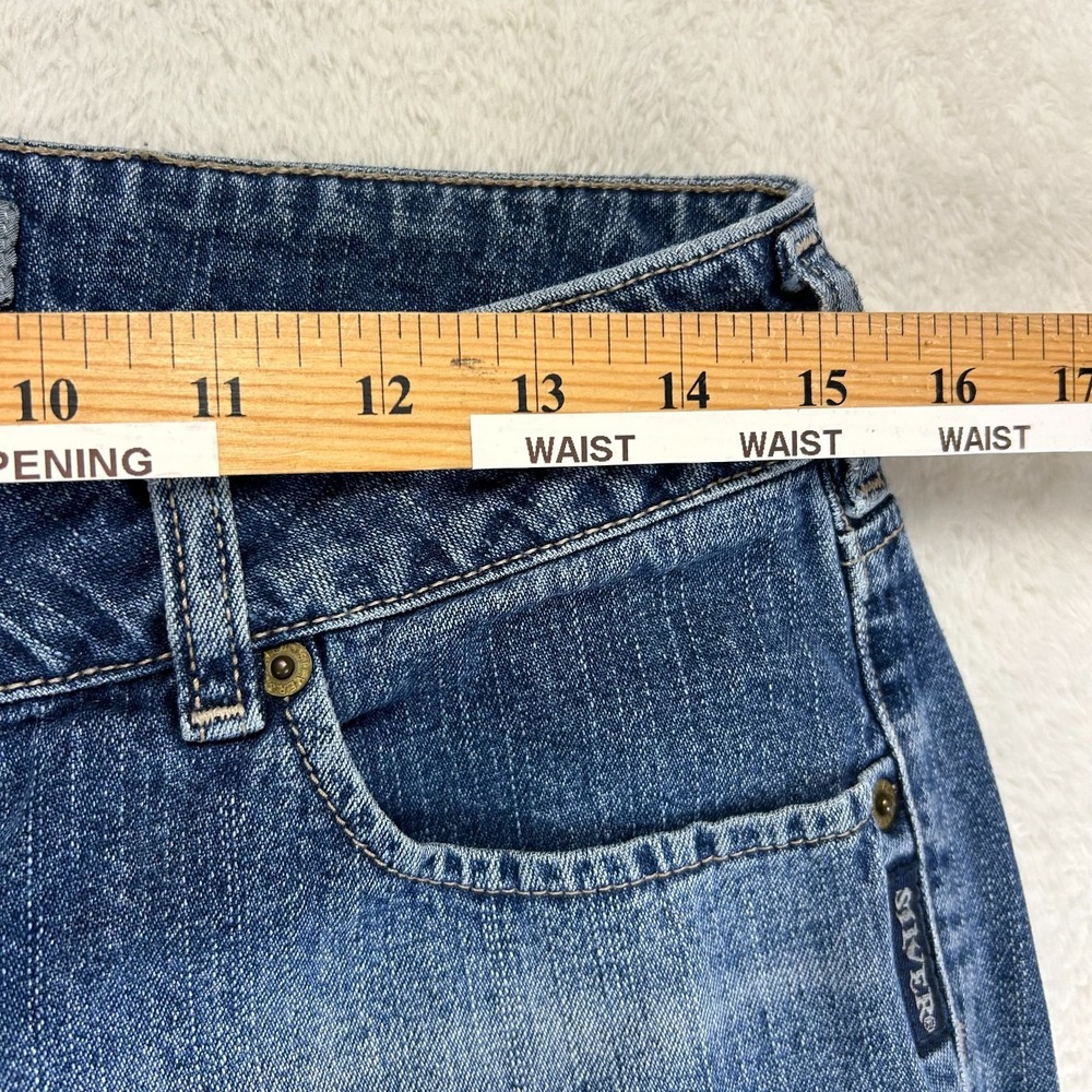 Silver Cropped Capri Jeans Womens Size 30 Blue Denim Low Rise Classic Stretch - Picture 10 of 15